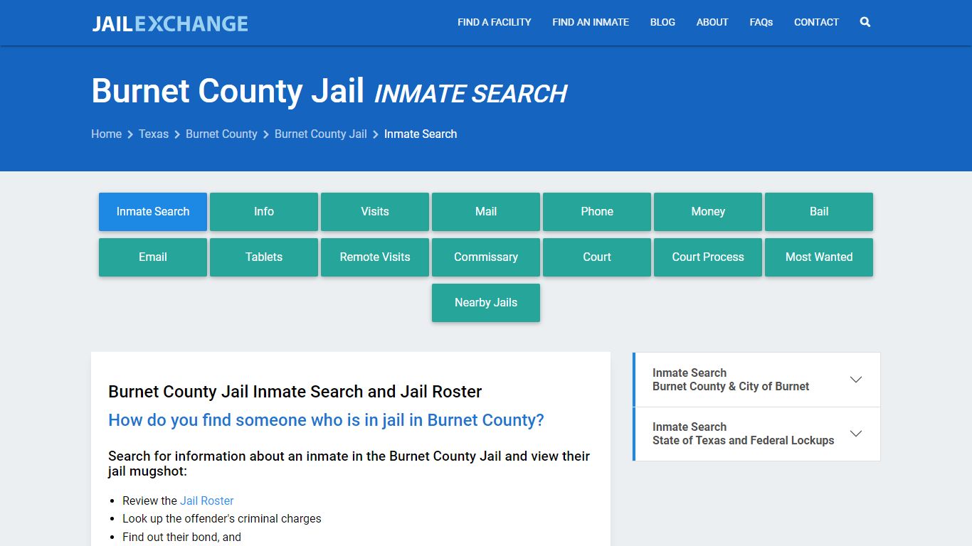 Inmate Search: Roster & Mugshots - Burnet County Jail, TX